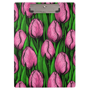 Pranchetas Tulipas cor-de-rosa com folhas verdes