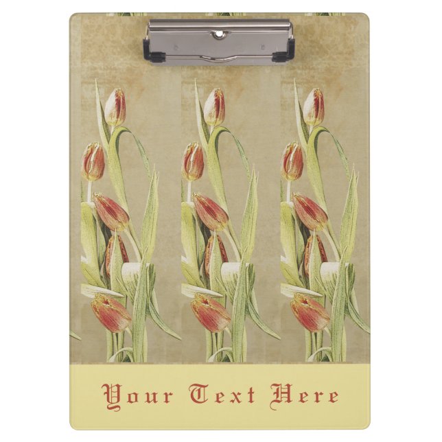 Pranchetas Tulipas Vermelhas Personalizadas Estilo Vintage (Frente)
