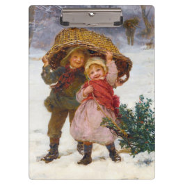 Pranchetas Two children in the snow by Frederick Morgan
