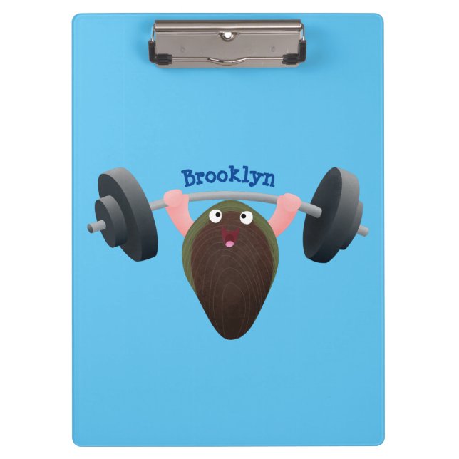 Pranchetas Um mexilhão engraçado trabalhando na ilustração de (Frente)