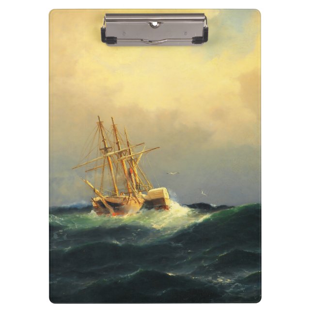 Pranchetas Uma nave de vapor em uma tempestade no oceano Atlâ (Frente)