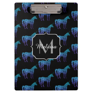 Pranchetas Unicorn Sparkles aqua Blue ombre Standard Monogram