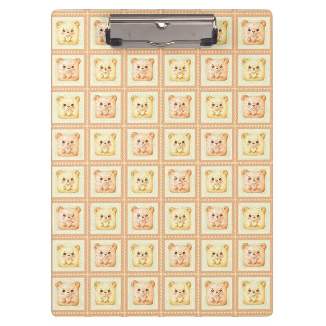 Pranchetas Ursa de pelúcia de patchwork de mel fofo (Frente)