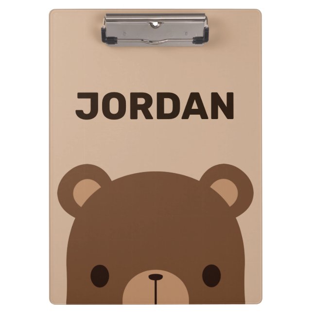 Pranchetas Urso Castanho Bonito com Nome Personalizado (Frente)