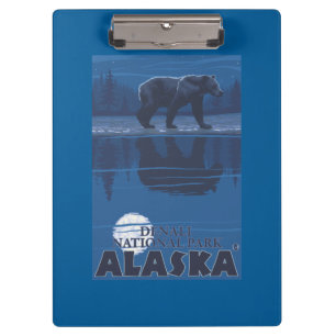 Pranchetas Urso no luar - parque nacional de Denali, Alaska