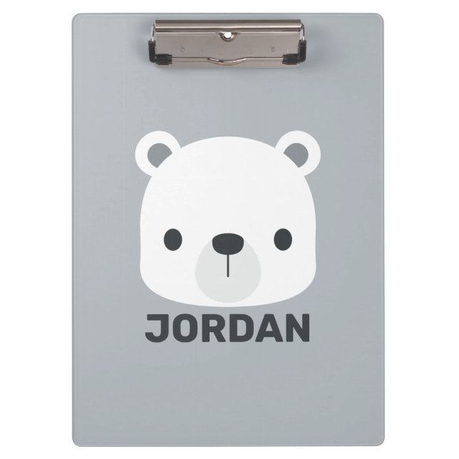 Pranchetas Urso Polar Bonito com Nome Personalizado (Frente)