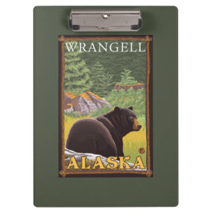 Pranchetas Urso preto na floresta - Wrangell, Alaska