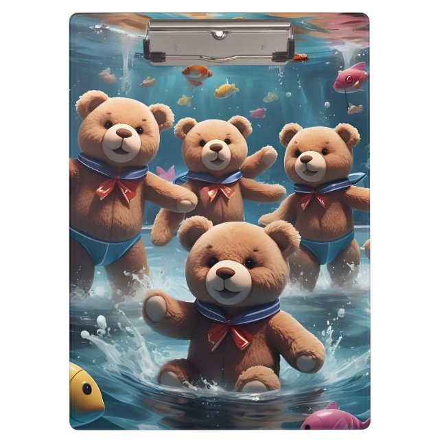 Pranchetas Ursos de Teddy Nadando numa Piscina de Peixe (Frente)