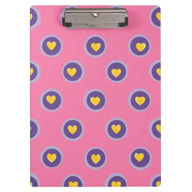 Pranchetas Valentine Heart Pattern with Circles – Cute Pink (Frente)