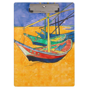 Pranchetas Van Gogh Boats Impressionism Beach
