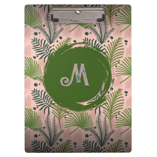 Pranchetas Verde Botânico Cores Aquáticas Deixam Monograma (Frente)