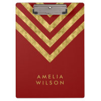 Vermelho elegante e nome Dourado de Chevron do