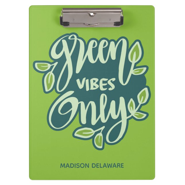 Pranchetas Vibes verdes de nome personalizado (Frente)
