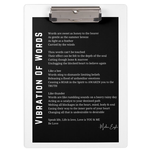 Pranchetas Vibração de palavras despertando poema poster (Frente)