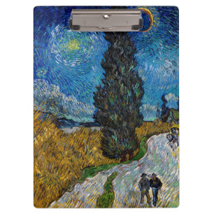 Pranchetas Vincent van Gogh - Estrada com Cypress e Star
