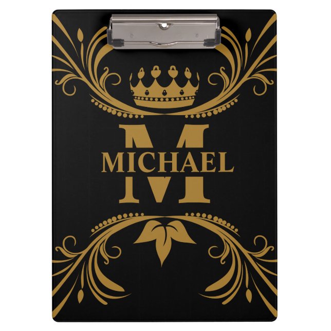 Pranchetas Vintage Art Deco Nome Monograma do Ouro (Frente)