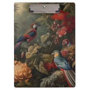 Pranchetas Vintage botânica bird flores no paraíso