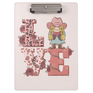 Pranchetas Vintage Country-Style "Love" com uma Cowgirl loira