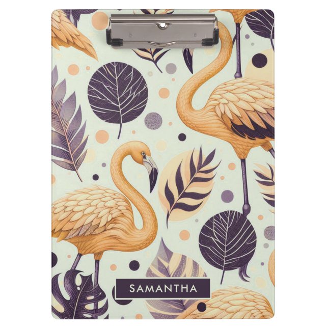 Pranchetas Vintage Flamingo Seamless (Frente)