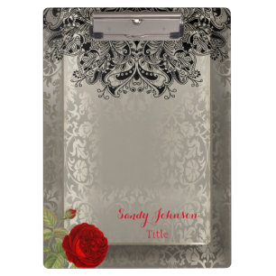 Pranchetas Vintage Floral Damasco em Prata Antiquada