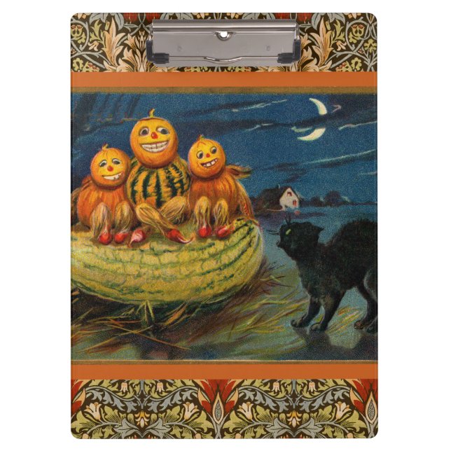 Pranchetas Vintage Halloween Pumpkins Black Cat (Frente)