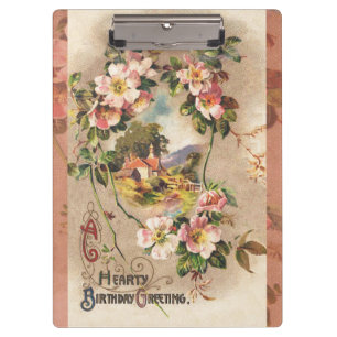 Pranchetas Vintage Happy Birthday Card Trabalho de arte
