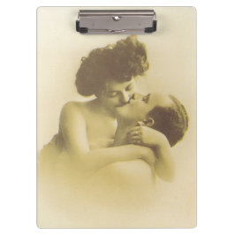 Pranchetas Vintage love couple kissing sepia illustration