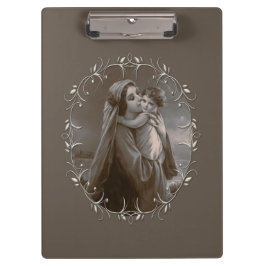 Pranchetas Vintage Madonna e Child com Silver Frame