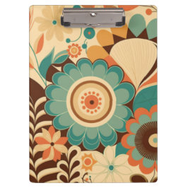 Pranchetas Vintage retro design floral castanho-verde