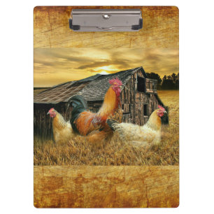 Pranchetas Vintage Rooster Hens Russo Barn Coop