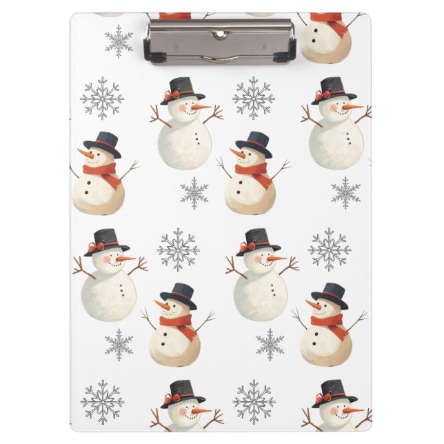 Pranchetas Vintage Snowman Christmas Snowflakes (Frente)
