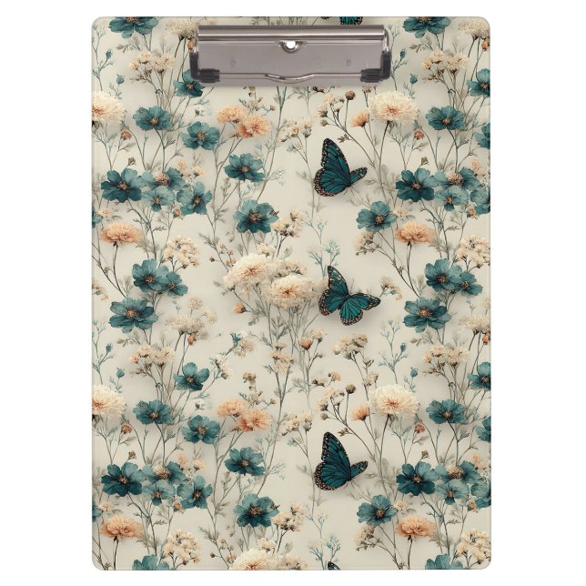 Pranchetas Vintage Spring Flowers and Butterflies (Frente)