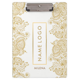 Pranchetas Vintagem Floral Branca E Dourada Paisley Lace