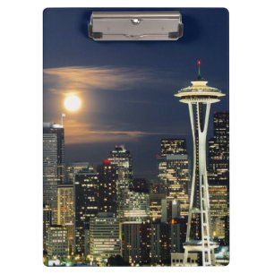 Pranchetas Washington, Seattle, Silhueta noturna da cidade a