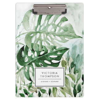 Pranchetas Watercolor Monstera Leaves Tropical Greenery