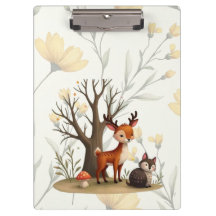 Whimsical Deer & Hedgehog Clipboard
