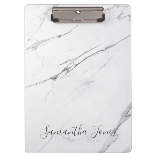 Pranchetas White Carrara Marble Script Classic Modern (Frente)