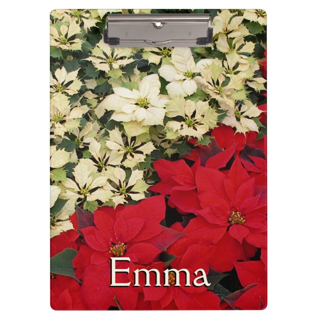 Pranchetas White e Red Poinsettias I Feriado Floral (Frente)