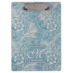 Pranchetas William Morris, monograma azul do cravo-de-defunto
