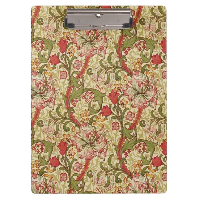 Pranchetas William Morris Ouro Lily Floral Patterno (Frente)