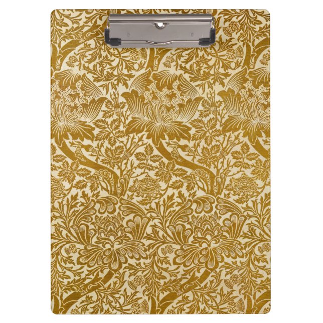Pranchetas William Morris Rosa e Thistle Floral Ouro (Frente)