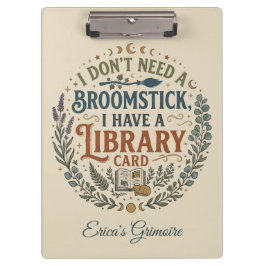 Pranchetas Witchy Librarian Library Card Book Lover Custom