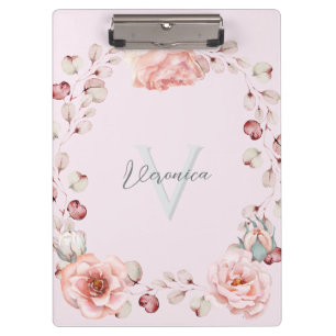 Pranchetas Wreath Rosa de Aquarela Personalizada Cor de Ros
