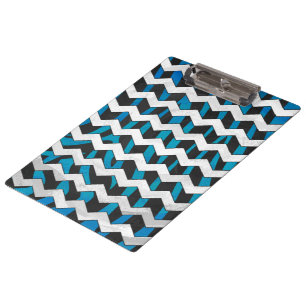 Pranchetas Zebra Chevron Preto e Azul