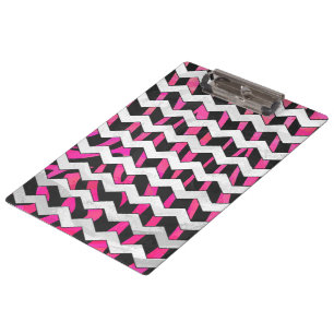 Pranchetas Zebra Chevron Preto e Rosa Quente