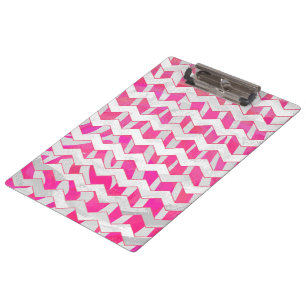 Pranchetas Zebra de Chevron do rosa quente e do branco