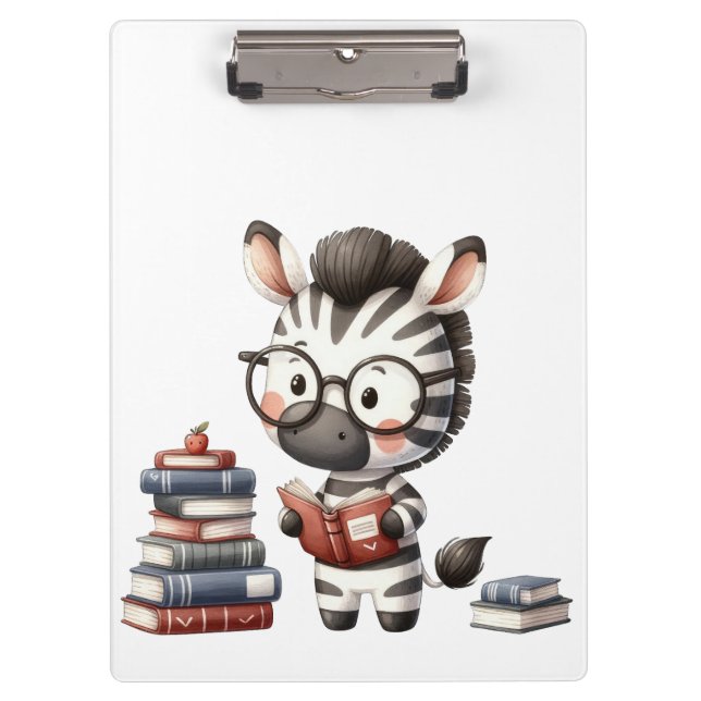 Pranchetas Zebra Lendo Livros. (Frente)