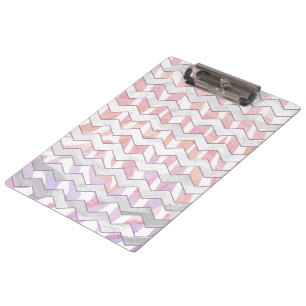 Pranchetas Zebra Rosa e Branco - Chevron