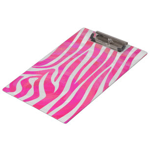 Pranchetas Zebra rosa-quente e branca com monograma