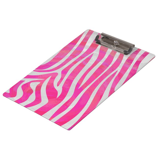 Pranchetas Zebra, rosa-quente e Impressão branco (Inclinado)